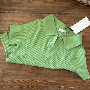 80’s Theme Green Ribbed Women's Sweater